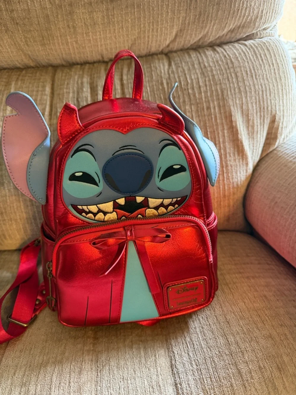 Disney Metallic Red & Light Blue Stitch devil Backpack